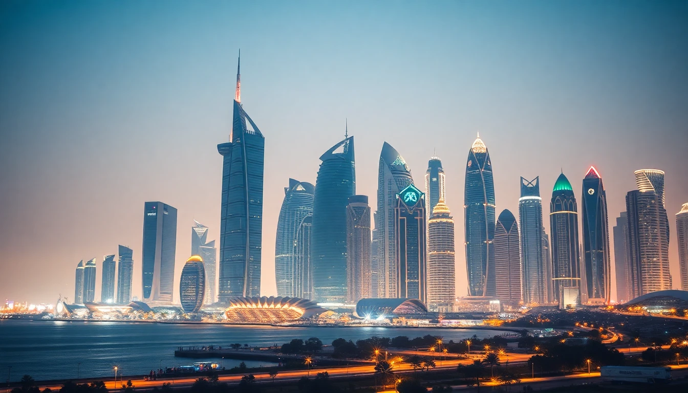Modern city skyline of Dubai in the Middle East